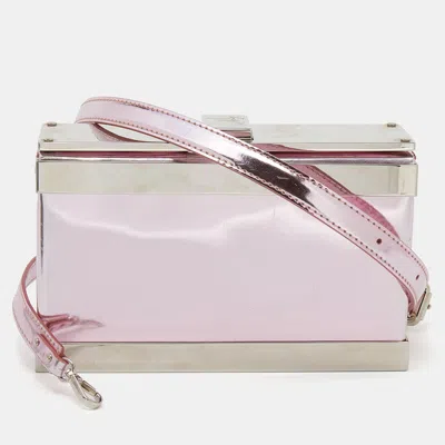 Shop Giuseppe Zanotti Metallic Patent Leather And Metal Box Crossbody Bag In Pink