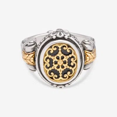 Shop Konstantino Calypso Sterling Silver And 18k Yellow Gold, Onyx Statement Dmk2118-120 S7 In Black
