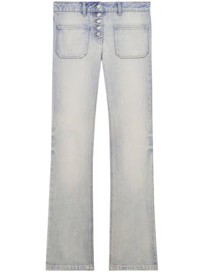 Courrèges Straight Bootcut Low-rise Denim Trousers In Light Blue Wash