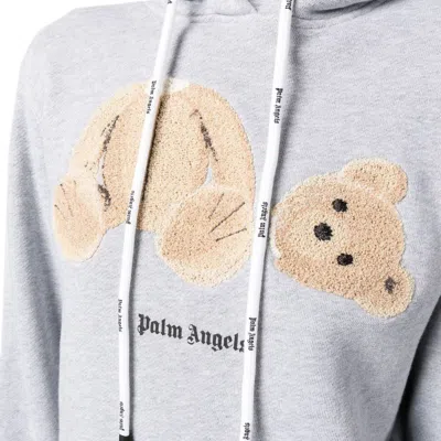 Shop Palm Angels Bear Hoodie Sweatshirt In 灰色的