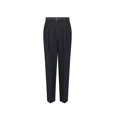 Dior Wool And Silk Pants Women In Black