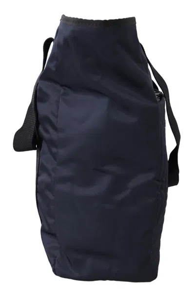 Shop Versace Elegant Blue Nylon Tote Men's Bag