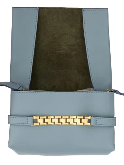 Shop Victoria Beckham Mini Clutch Bag With Shoulder Strap In Azure