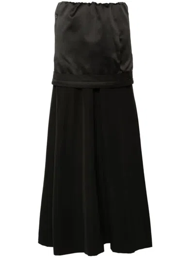 Alainpaul Layered Wool Maxi Skirt In Black