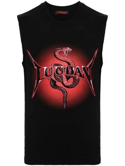 Shop Lu'u Dan Tshirt In Black Metal Snake Red