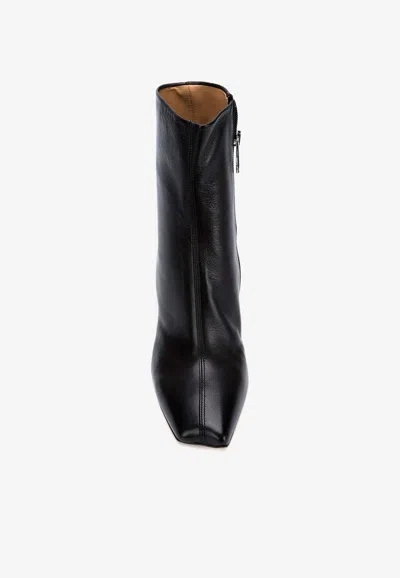 Shop Maison Margiela 80 Leather Ankle Boots In Black