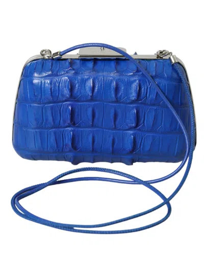 Shop Balenciaga Electric Blue Crocodile Skin Clutch