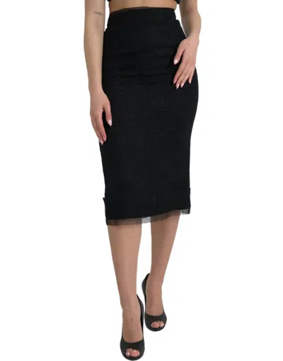 Shop Dolce & Gabbana Elegant High Waist Midi Skirt