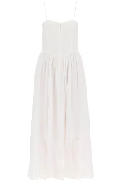 Shop Isabel Marant Erika Dress With Embroidered Bodice In Bianco
