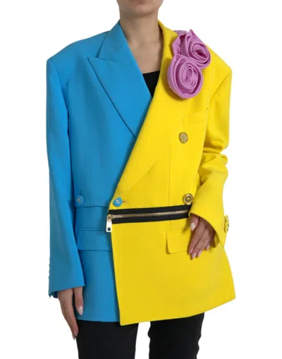 Shop Dolce & Gabbana Multicolor Patchwork Trench Coat Jacket