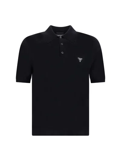 Shop Prada Men Polo Shirt In Black
