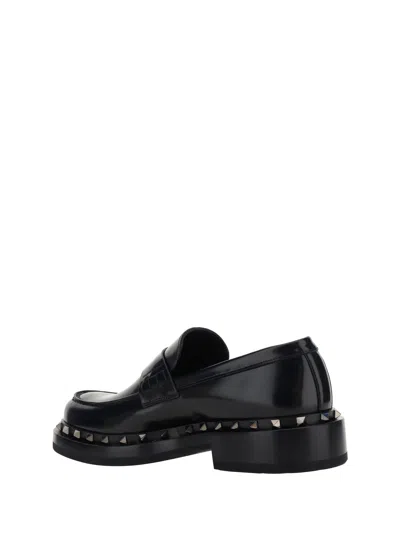 Shop Valentino Garavani Men  Garavani Rockstud M-way Loafers In Black