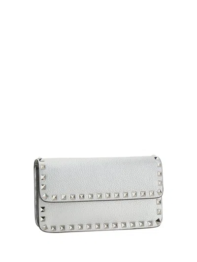 Shop Valentino Garavani Women  Garavani Rockstud Handbag In Silver