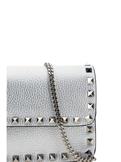 Shop Valentino Garavani Women  Garavani Rockstud Handbag In Silver
