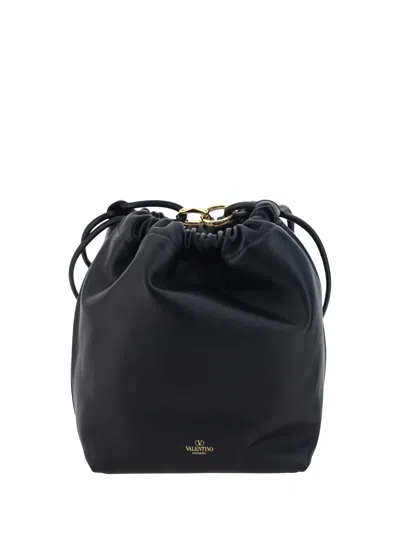 Shop Valentino Garavani Women Vlogo Pouf  Garavani Bucket Bag In Black