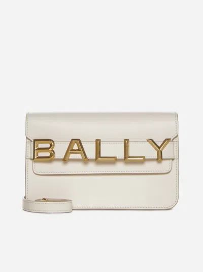 Shop Bally Logo Leather Crossbody Bag In Ivory