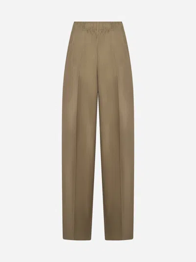Shop Prada Silk Trousers In Olive