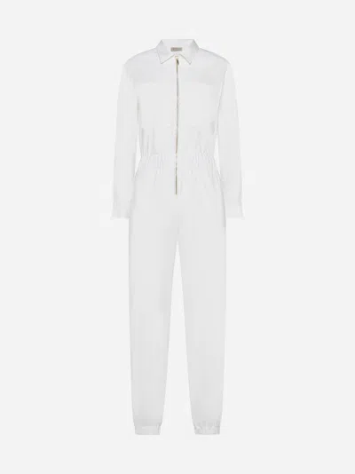 Shop Blanca Vita Trhyco Cotton-blend Jumpsuit In White
