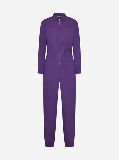 Shop Blanca Vita Trhyco Cotton-blend Jumpsuit In Purple