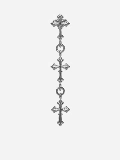 Emanuele Bicocchi Sterling Silver Cross Drop Single Earring In White