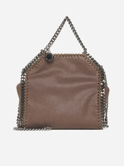 Shop Stella Mccartney Falabella Shaggy Deer Tiny Tote Bag In Dark Taupe