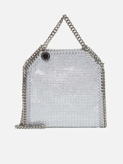 Shop Stella Mccartney Falabella Crystals Shaggy Deer Tiny Tote Bag In Silver