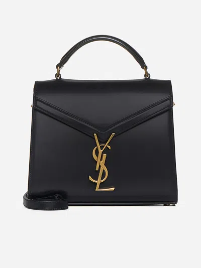 Shop Saint Laurent Cassandra Leather Mini Bag In Black