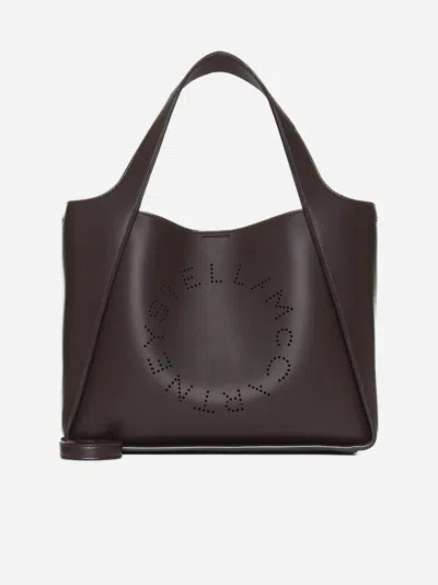 Shop Stella Mccartney Logo Alter-nappa Tote Bag In Chocolate Brown