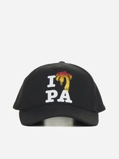Shop Palm Angels I Love Pa Cotton Baseball Cap In Black