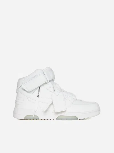 Shop Off-white Out Of Office Mid-top Leather Sneakers In White