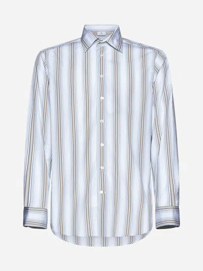 Shop Etro Striped Print Cotton Shirt In Multicolor