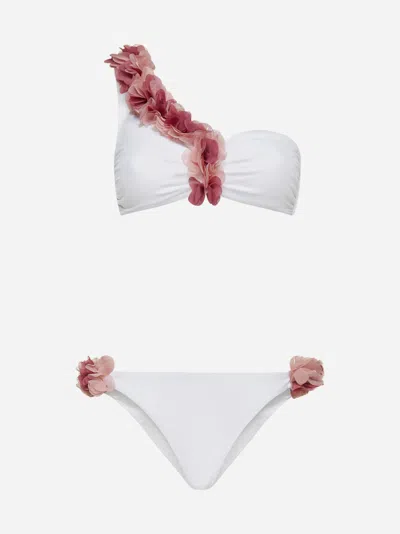 Shop La Reveche Adele Bikini In White,pink