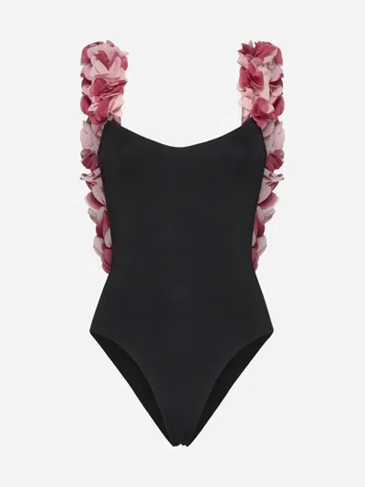 Shop La Reveche Adele Frills Swimsuit In Black