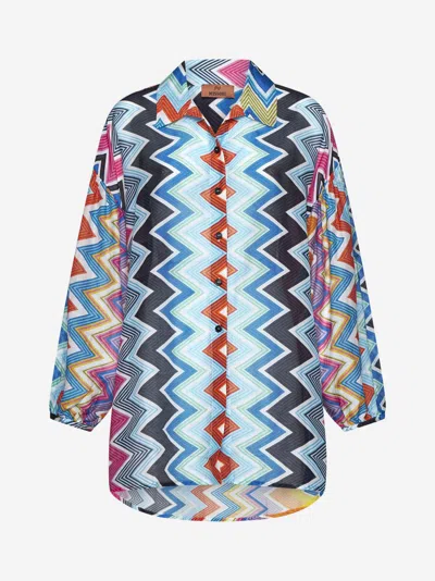 Shop Missoni Macro Zig-zag Cotton And Silk Shirt In Multicolor