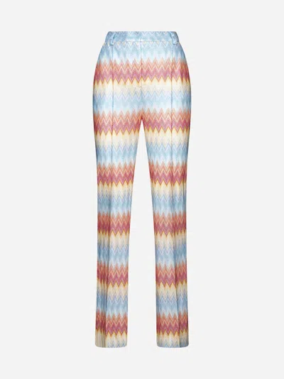 Shop Missoni Zig-zag Viscose Trousers In Multicolor