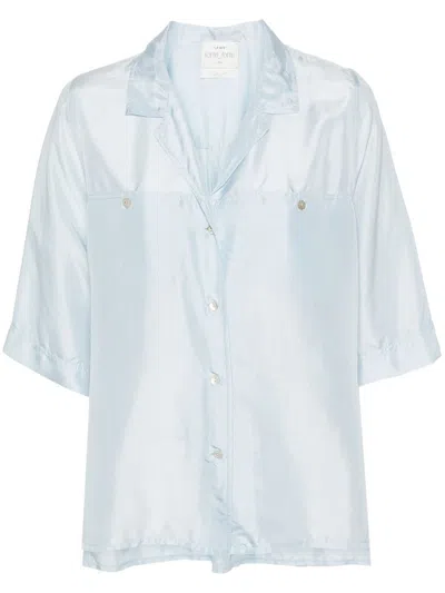 Shop Forte Forte Forte_forte Habotai Silk Half Sleeves Shirt Clothing In F45m.5044 Sky