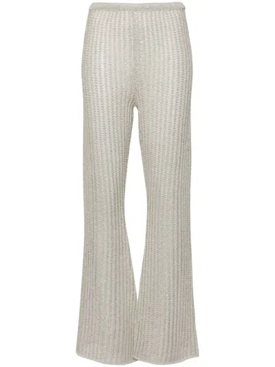 Shop Forte Forte Forte_forte Iris` Linen Openworked Pants Clothing In F45m.3057 Silver