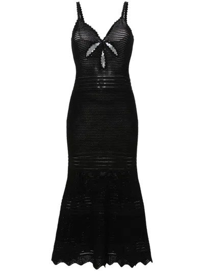 Self-portrait Self Portrait Crochet Midi Dress In In Black