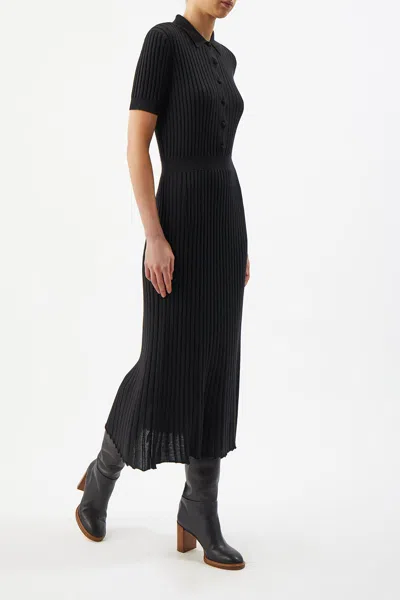 Shop Gabriela Hearst Amor Knit Dress In Black Cashmere Silk