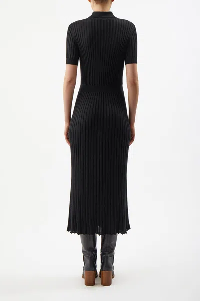Gabriela Hearst Amor Ribbed Silk And Cashmere-blend Midi Dress In Black