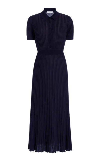 Shop Gabriela Hearst Amor Knit Dress In Dark Navy Cashmere Silk