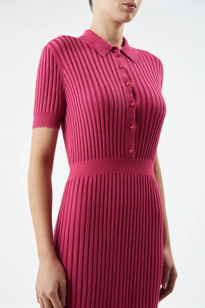 Shop Gabriela Hearst Amor Knit Dress In Fuchsia Cashmere Silk