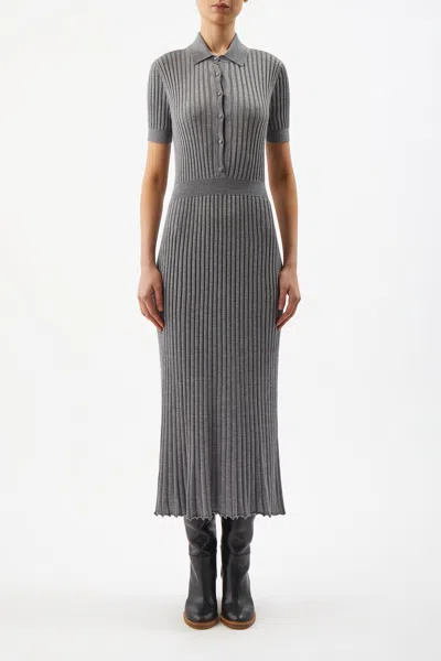 Shop Gabriela Hearst Amor Knit Dress In Heather Grey Cashmere Silk