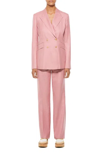 Shop Gabriela Hearst Angela Blazer In Silk Wool With Linen In Blush