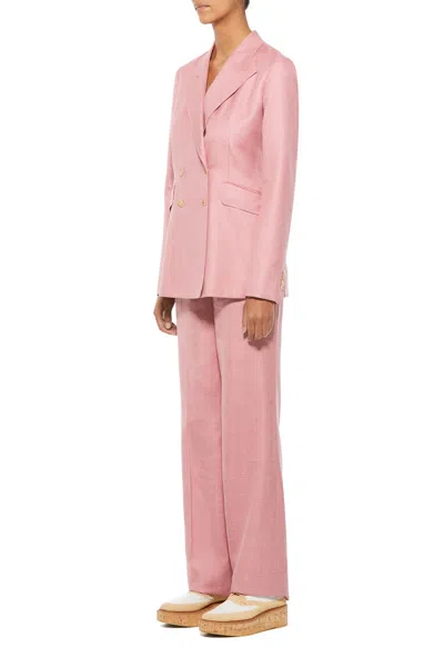 Shop Gabriela Hearst Angela Blazer In Silk Wool With Linen In Blush