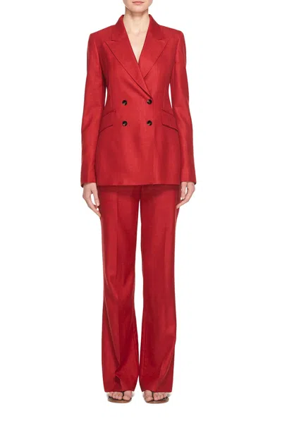 Gabriela Hearst Angela Blazer In Silk Wool With Linen In Red