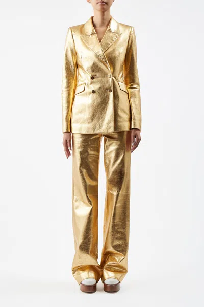 Shop Gabriela Hearst Angela Blazer In Gold Metallic Leather