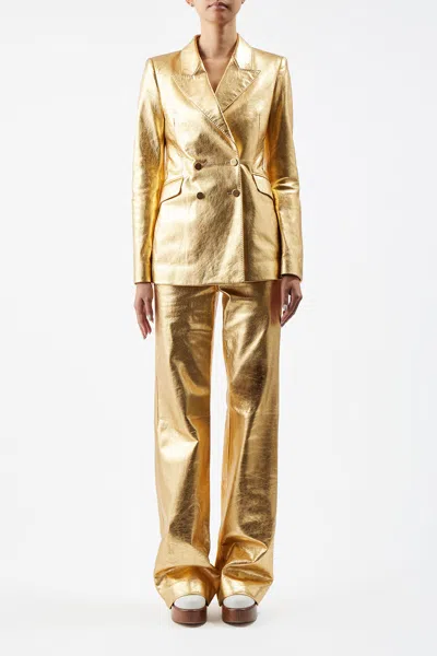 Gabriela Hearst Angela Blazer In Leather In Gold