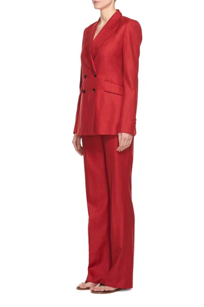 Gabriela Hearst Angela Blazer In Silk Wool With Linen In Red