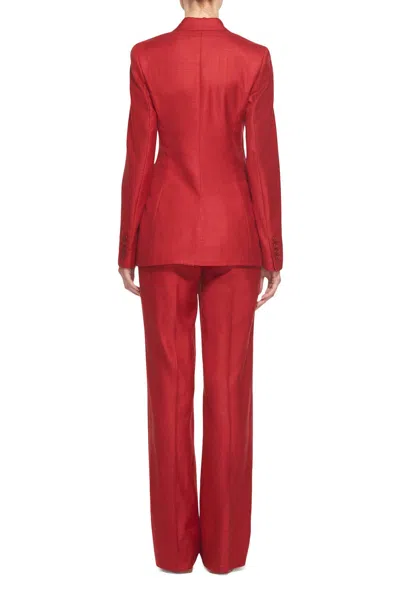 Gabriela Hearst Angela Blazer In Silk Wool With Linen In Red